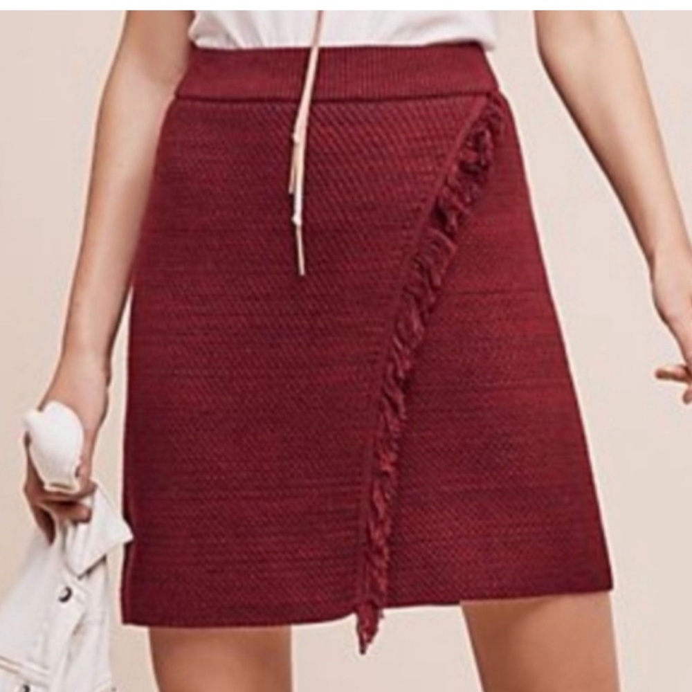 Anthropologie Maeve fringed sweater skirt